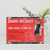 Roaring 20 Afrikaanse Flapper Girl-uitnodigingen Kaart (Staand voorkant)