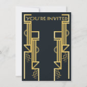 Roaring 20 Art Deco Flapper Party Kaart (Achterkant)