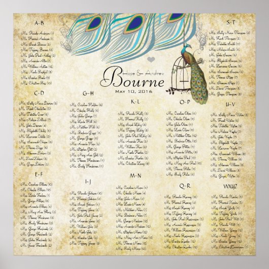 Roaring 20-zittingsschema 12 tabellen poster (Voorkant)