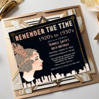 Roaring 20's 1920s Style Anniversaire Invitation