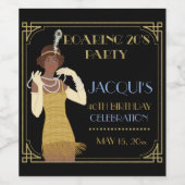 Roaring 20's Afro-Amerikaanse vrouw Flapper Gold Wijn Etiket (Enkel label)