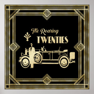Roaring 20's art deco 1920 zwart en goud poster