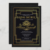 Roaring 20's Art Deco bruids douche uitnodiging (Voorkant / Achterkant)
