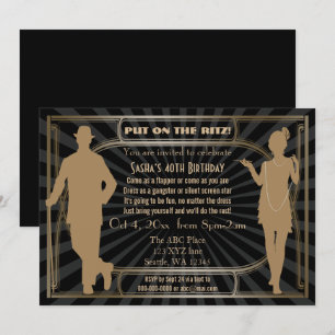 Roaring 20s art deco flapper girl en gangster kaart