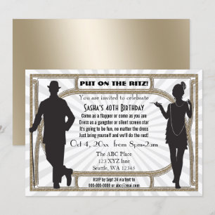Roaring 20s art deco flapper girl en gangster kaart