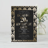 Roaring 20s Art Deco Gatsby Gouden Oudejaarsavond Kaart (Staand voorkant)