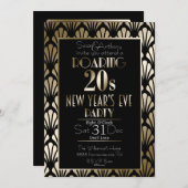 Roaring 20s Art Deco Gatsby Gouden Oudejaarsavond Kaart (Voorkant / Achterkant)