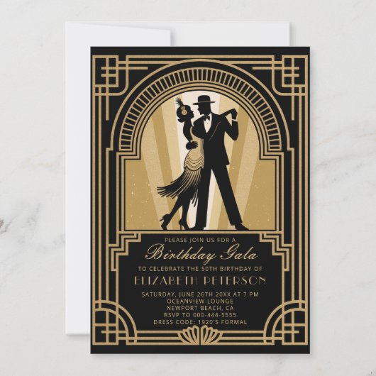 Roaring 20s Art Deco Gatsby Verjaardag Kaart (Voorkant)