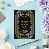 Roaring 20s art deco grote gatsby verjaardag acryl uitnodigingen (Insitu (Huwelijk))