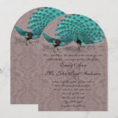 Roaring 20s Damask Turquoise Love Bird Peacock Kaart (Voorkant / Achterkant)