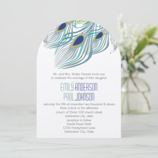 Roaring 20s Gatsby Boho  Peacock Lovebird Kaart (Staand voorkant)