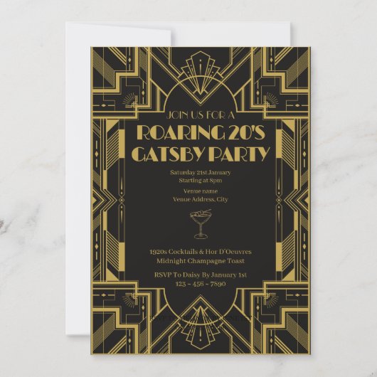 Roaring 20s Gatsby Party Birthday invitation (Devant)