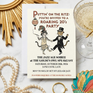 Roaring 20s Jazz Age Party Invitation with Dancing Kaart