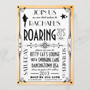 Roaring 20's Retro Art Deco Party Uitnodiging