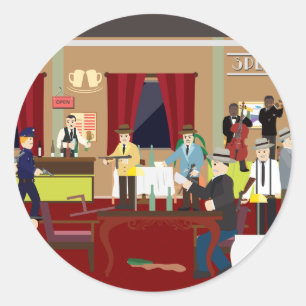 Roaring 20's Speakeasy USA (Eenvoudige geschiedeni Ronde Sticker