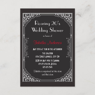 Roaring 20s zwart - 3x5 Wedding Shower-uitnodiging Kaart