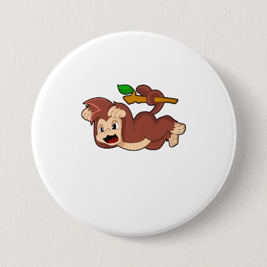 Roaring aap ronde button 7,6 cm (Voorkant)