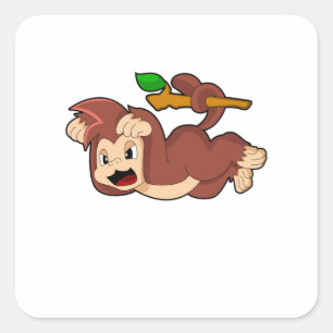 Roaring aap vierkante sticker