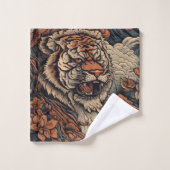 Roaring avec un tatouage de tigre étonnant couleur (Gant de toilette)