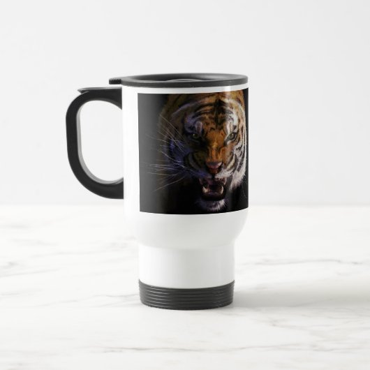 Roaring Bengal Tiger Wildlife Art Travel Mug (Gauche)