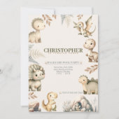 Roaring Boho Dinosaurus Thema Verjaardag Kaart (Voorkant)