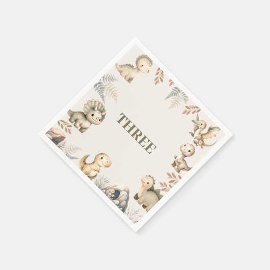 Roaring Boho Dinosaurus Thema Verjaardag Servet (Hoek)