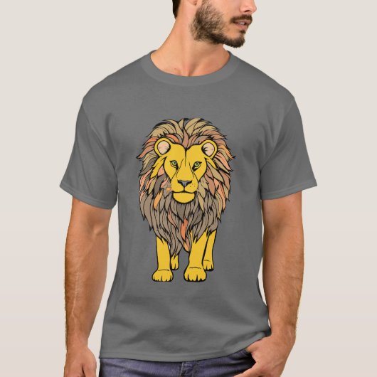 Roaring Bold: Fierce Lion Print T-shirt (Voorkant)