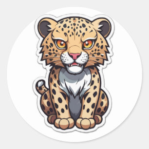Roaring Cub Leopard Ronde Sticker