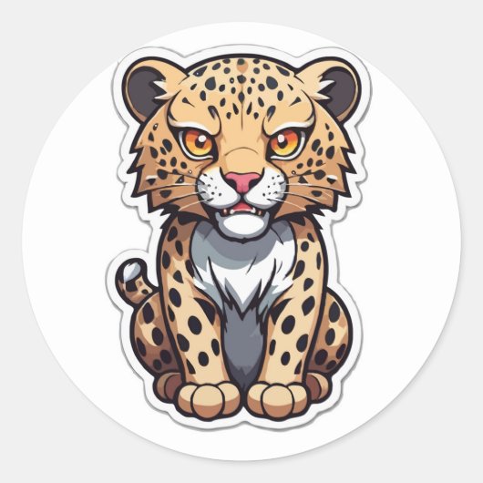 Roaring Cub Leopard Ronde Sticker (Voorkant)