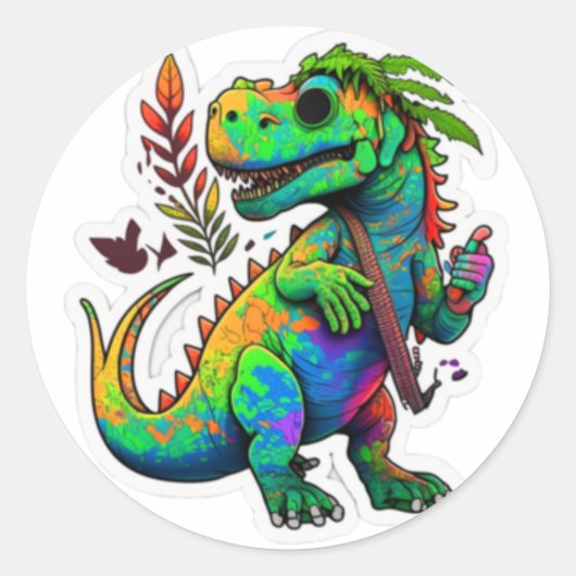 Roaring Dino : Fun Dinosaur Sticker Design" (Devant)