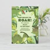 Roaring Dinosaurs Verjaardag Kaart (Staand voorkant)