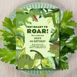Roaring Dinosaurs Verjaardag Kaart