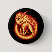 Roaring Fire Lion Ronde Button 5,7 Cm (Voorkant)