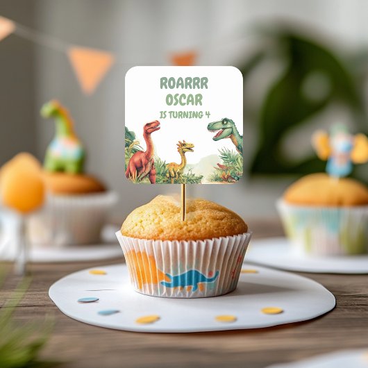 Roaring Good Time Dinosaur Party Vierkante Sticker