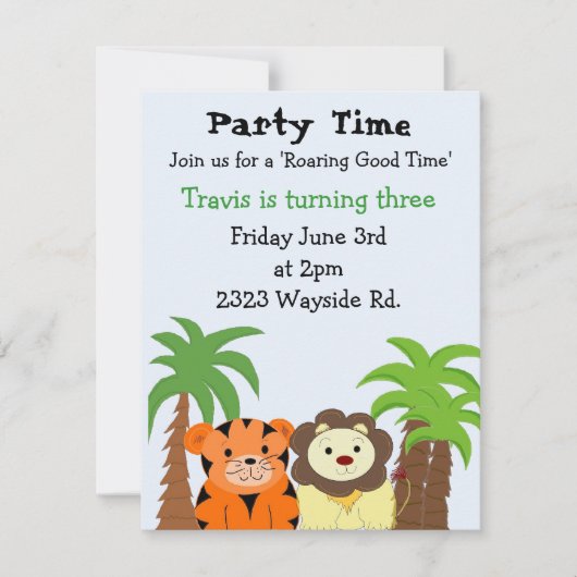 Roaring Good Time Party Uitnodiging (Voorkant)