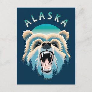 Roaring Grizzly Beer Face - Alaska Wildlife Briefkaart