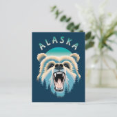 Roaring Grizzly Beer Face - Alaska Wildlife Briefkaart (Staand voorkant)