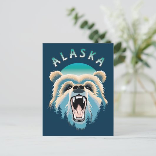 Roaring Grizzly Beer Face - Alaska Wildlife Briefkaart (Staand voorkant)