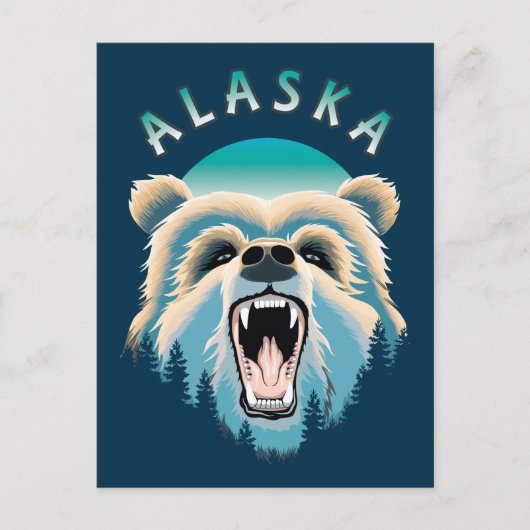 Roaring Grizzly Beer Face - Alaska Wildlife Briefkaart (Voorkant)