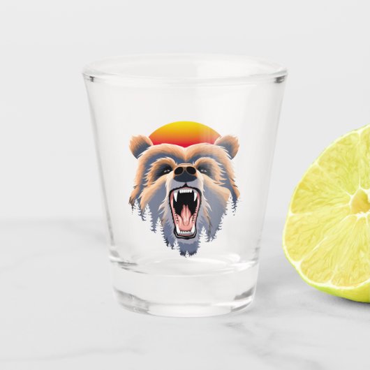 Roaring Grizzly Beer Face Shot Glas (Voorkant)