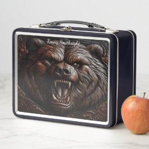 Roaring Grizzly gesneden in leer