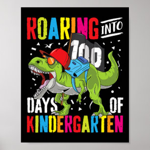 Roaring in 100 dagen kleuterschool Fun T Rex Dinos Poster