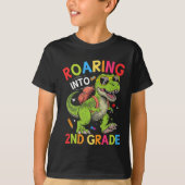 Roaring into 2nd Grade Dinosaur – Cool Back School T-shirt (Voorkant)