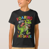 Roaring into 3rd Grade Dinosaur – Fun Back School T-shirt (Voorkant)