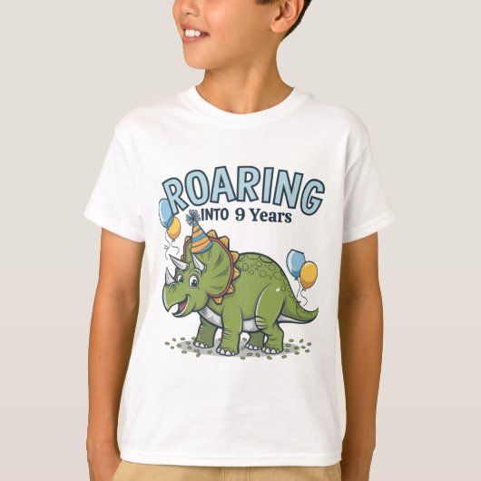 Roaring Into Birthday Kinder Cool T-shirt (Voorkant)