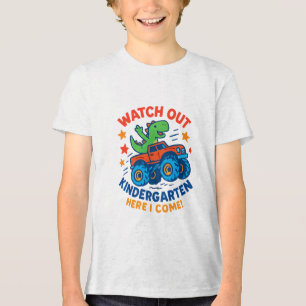 Roaring into Kindergarten - Dino Monster Truck Tri-Blend Shirt