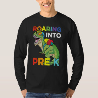 Roaring Into Pre K Back To School Dinosaur Kids Bo T-shirt