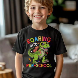 Roaring into Pre-School Dinosaur– First Day of Pre T-shirt