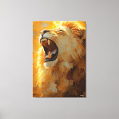 Roaring Lion beroemd gemaakt door Dynamic Impasto Canvas Afdruk (Voorkant)