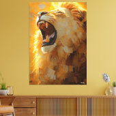 Roaring Lion beroemd gemaakt door Dynamic Impasto Canvas Afdruk (Insitu (Woonkamer))